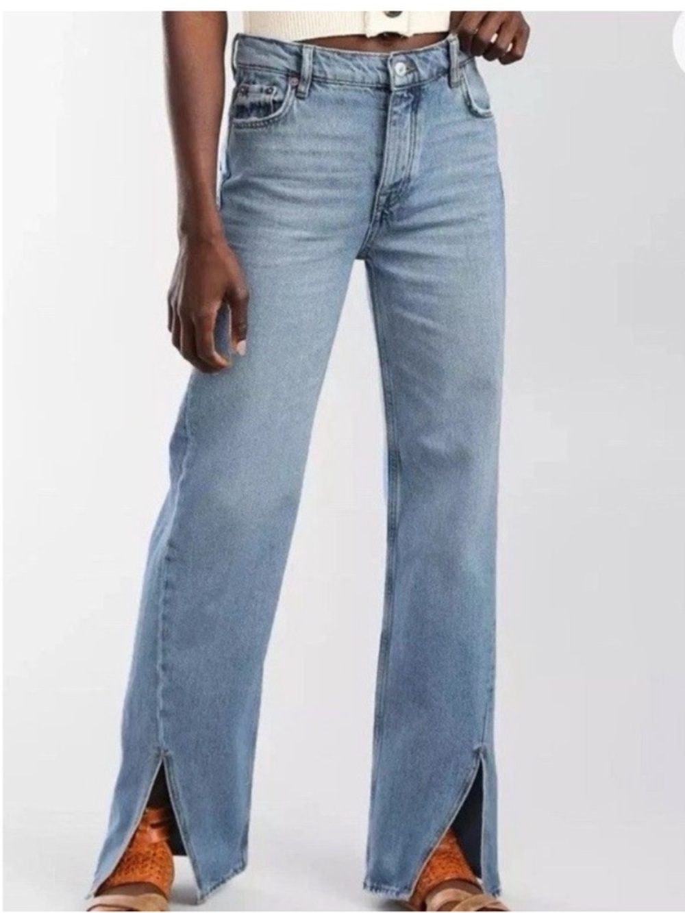 We The Free Light Blue Flare Jeans with Front Slits